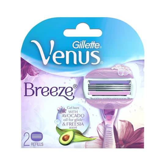 Gillette Venus Breeze Hair Removal Razor Blades Refills Cartridges for Women (2Pcs)
