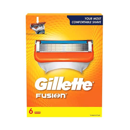 Gillette Fusion Manual Blades for Perfect Shave and Perfect Beard Shape with Styling Back Blade (6Pcs)
