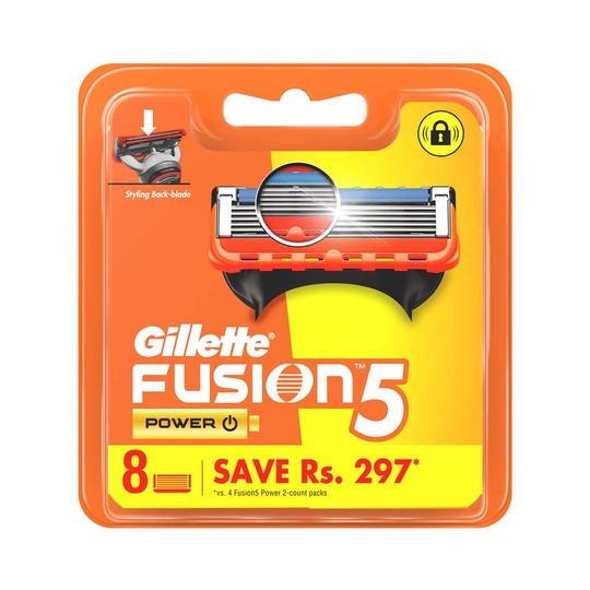 Gillette Fusion Power Blades for Men with Styling Back Blade for Perfect Shave and Perfect Beard Shape (8Pcs)