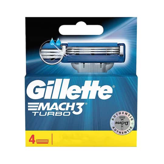 Gillette Mach 3 Turbo Manual Shaving Razor Blades Cartridge (4Pcs)