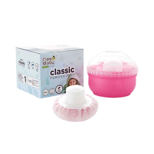 Beebaby Classic Talcum Powder Puff with Container - (Pink)