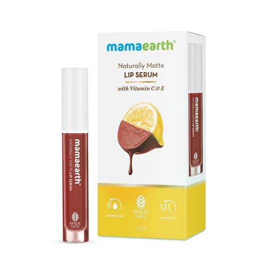 Mamaearth Naturally Matte Lip Serum With Vitamin C & E - Caramel Nude (3ml)