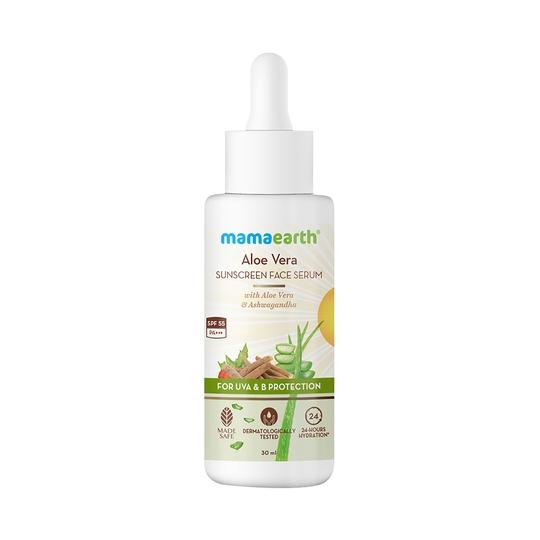 Mamaearth Aloe Vera Sunscreen Face Serum With SPF 55 With Aloe Vera & Ashwagandha (30ml)