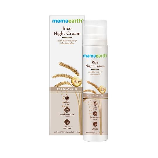 Mamaearth Rice Night Cream With Rice Water & Niacinamide For Glass Skin (50g)
