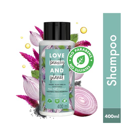 LOVE beauty AND planet Onion Black Seed & Patchouli Hair Fall Control Sulphate Free Shampoo (400 ml)