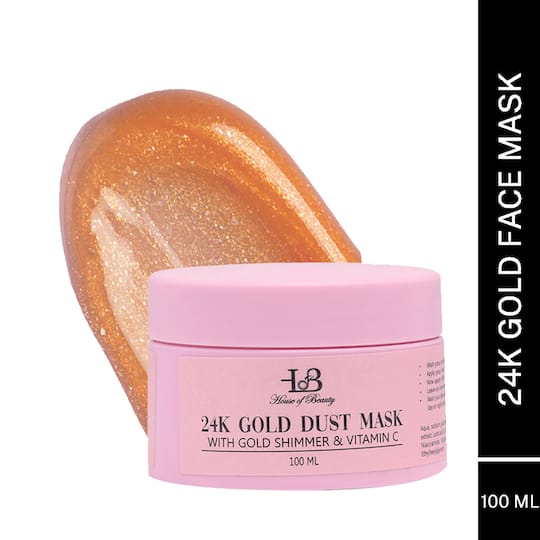House of Beauty 24K Real Gold Dust Face Mask-Bridal Party Instant Glow W/T Niacin& Vit-C (100 ml)