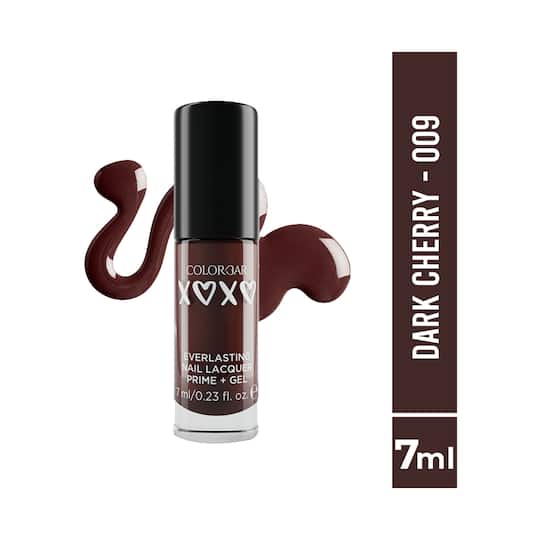Colorbar Xoxo Everlasting Prime + Gel Nail Lacquer - 009-Dark Cherry (7ml)