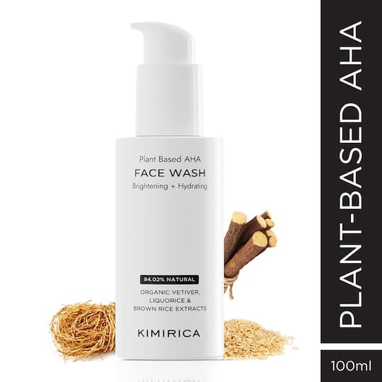 Kimirica Face Wash for Bright & Hydrated Skin with Plant Powered AHA Dry to Normal Skin (100 ml)