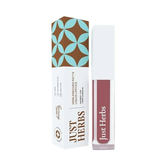 Just Herbs Ayurvedic Matte Liquid Lipstick - 17 Rosewood Pink (2ml)