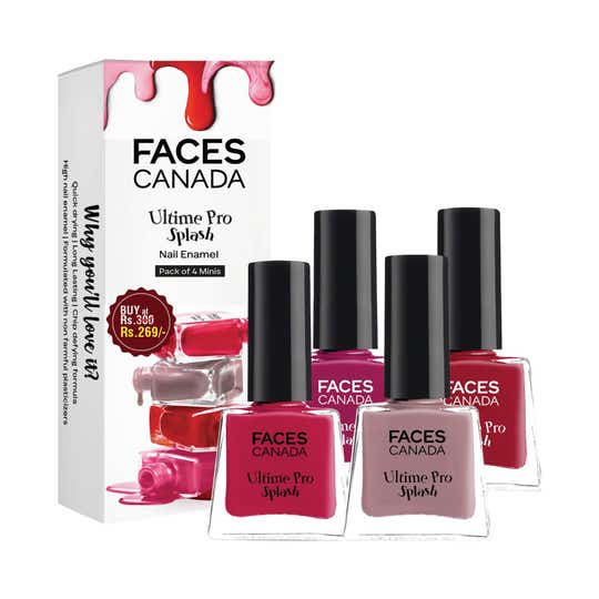 Faces Canada Ultime Pro Splash Mini Nail Enamel Combo - Floral Dream + Royal Ruby + Cherry Blast + Watermelon