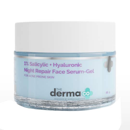 The Derma Co 1% Salicylic + Hyaluronic Night Repair Face Serum (50g)