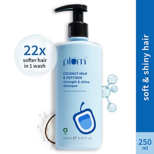 Plum Peptides Shampoo with Coconut Milk for Dry & Rough Hair, 22x Softer Hair in 1 Wash (250ml)