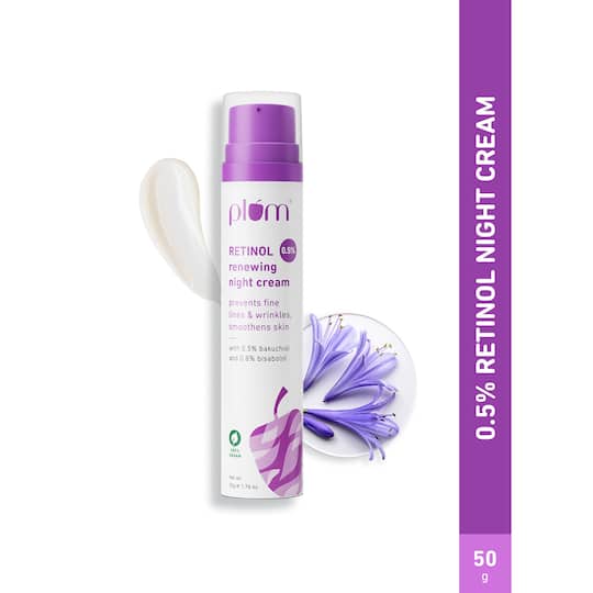 Plum 0.5% Retinol Anti-Aging Night Cream, Boosting Collagen, Fighting Wrinkles & Fine Lines (50ml)