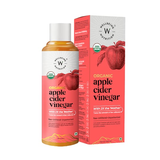 Wellbeing Nutrition Organic Apple Cider Vinegar Raw and Unfiltered for Appetite Control (500 ml)