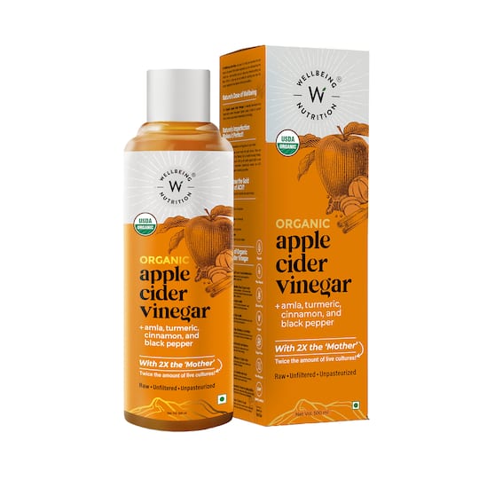 Wellbeing Nutrition Organic Apple Cider Vinegar with Amla and Turmeric for Appetite Control (500 ml)