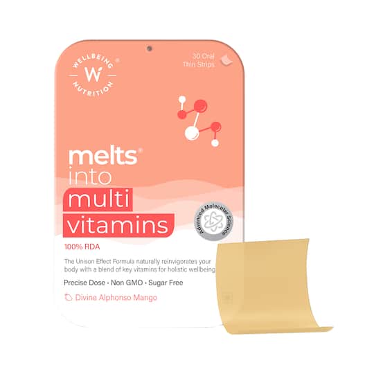 Wellbeing Nutrition Melts Complete Multivitamin with 100% RDA of Vitamin A, B-Complex, Vitamin C D3 + K2 (30 Strips)