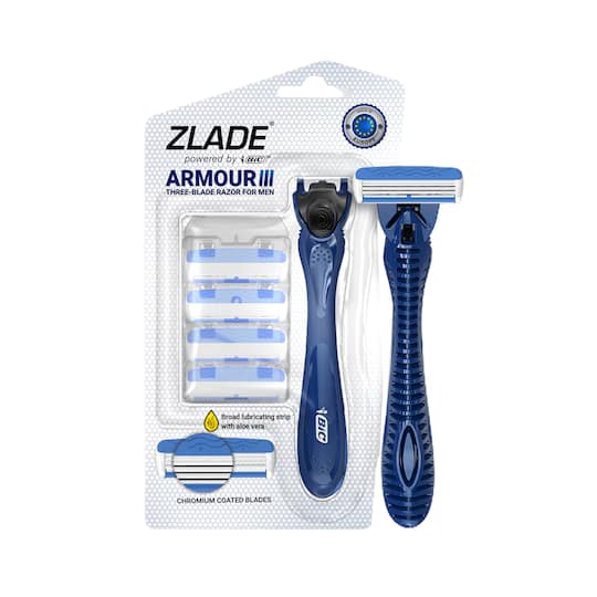 Zlade Armour Iii Triple Blade Razor For Men - (5Pcs) (1 Razor Handle + 4 Cartridges)