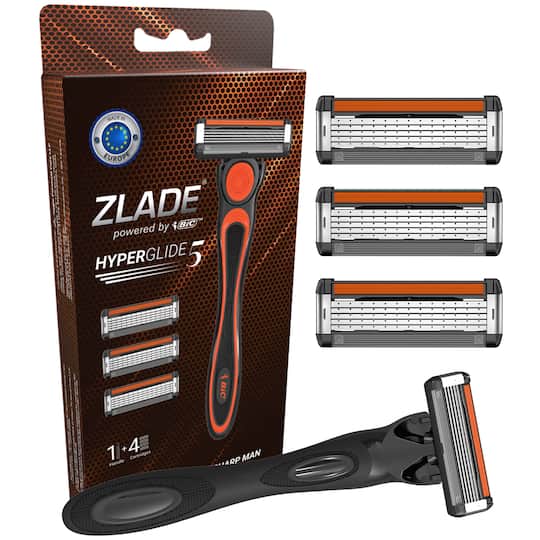 Zlade Hyperglide 5 Advanced Shaving System For Men - (5Pcs) (1 Razor Handle + 4 Cartridges)