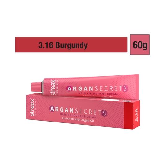 Streax Professional Argan Secrets Hair Colorant Cream - 3.16 Burgundy (60g)