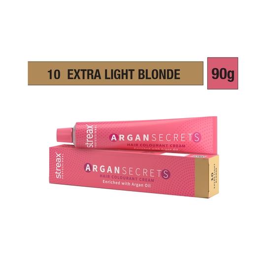 Streax Professional Argan Secrets Hair Colorant Cream - 10 Extra Light Blonde (90g)