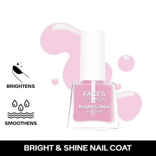Faces Canada Bright & Shine Nail Coat, Protects & Strengthens Nails, Camellia Oil (5 ml)