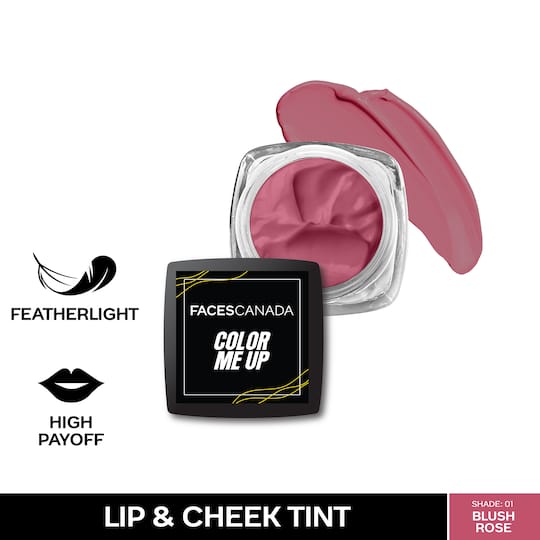 Faces Canada Color Me Up Lip & Cheek Tint - Blush Rose 01, Feather-Light, High Payoff (3 g)
