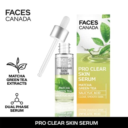 Faces Canada Pro Clear Skin Serum Matcha Green Tea I Biphasic I Fights Acne I Salicylic Acid I (27 ml)