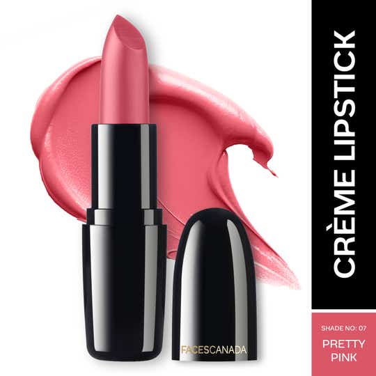 Faces Canada Weightless Creme Finish Lipstick, Creamy Finish, Hydrated Lips - Pretty Pink 07 (4 g)