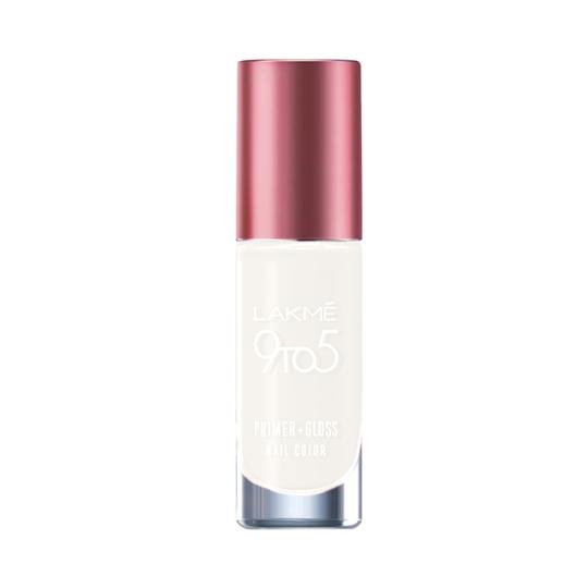 Lakme 9 To 5 Primer + Gloss Nail Color - Marble White (6ml)
