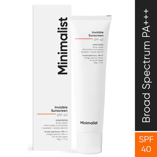 Minimalist Invisible Sunscreen SPF 40+ PA +++ Lightweight Water Resistant Formula With Squalane (50g)