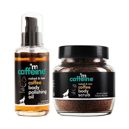 mCaffeine Coffee Body Scrub And Body Polishing Oil (2Pcs)