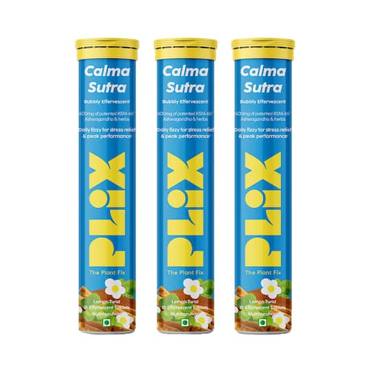 Plix The Plant Fix Calma Sutra Ashwagandha KSM-66 Gold Standard Effervescent Tablets - (45 Tablets)