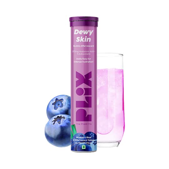 Plix Hyaluronic Acid Dewy Skin Effervescent Tablets 250mg Blueberry Flavor (15 Tablets)