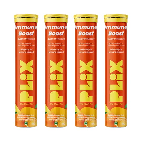 Plix Vitamin C Immunity Booster Effervescent Tablets Orange Flavour (60 Tablets)
