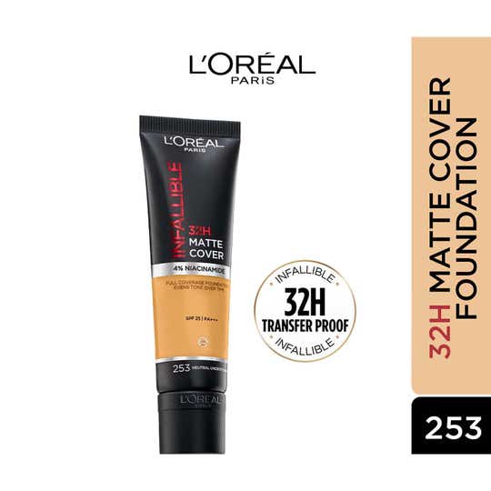 L'Oreal Paris Infallible 32H Matte Cover Liquid Foundation - 253 Neutral Undertone (30ml)