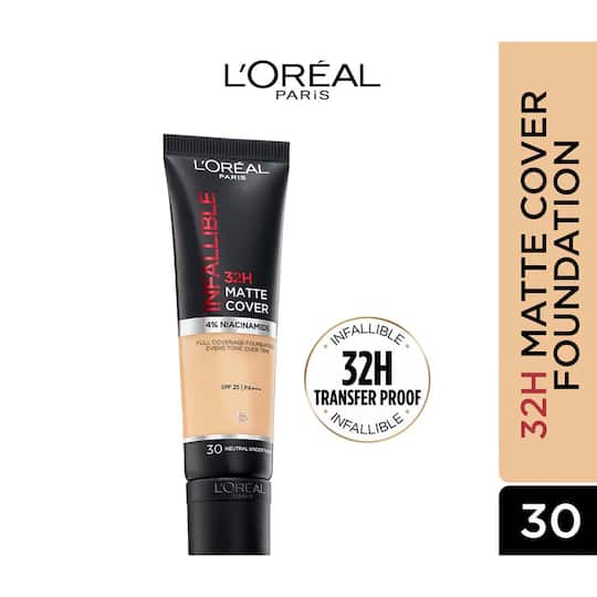 L'Oreal Paris Infallible 32H Matte Cover Liquid Foundation - 30 Neutral Undertone (30ml)