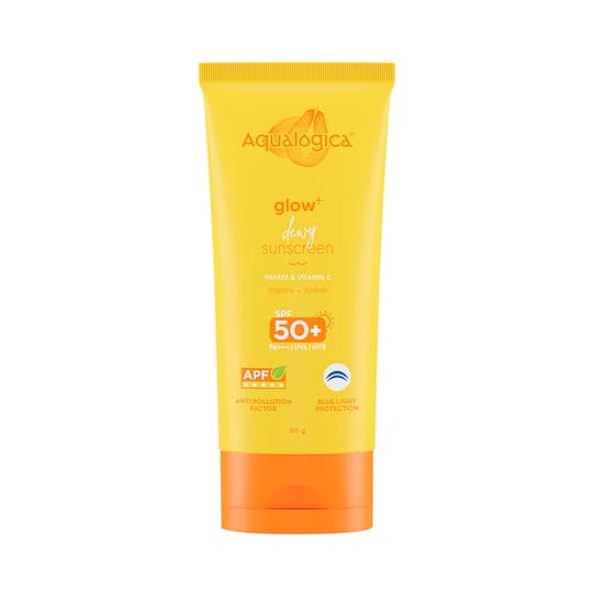 Aqualogica Glow+ Dewy Lightweight Sunscreen Gel SPF 50+ PA++++ with Papaya & Vitamin C (80 g)