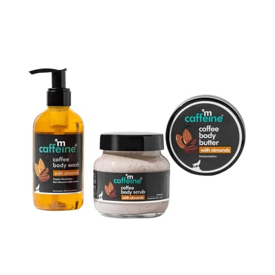 mCaffeine Body Cleansing & Moisturizing Trio With Almonds - (3Pcs)