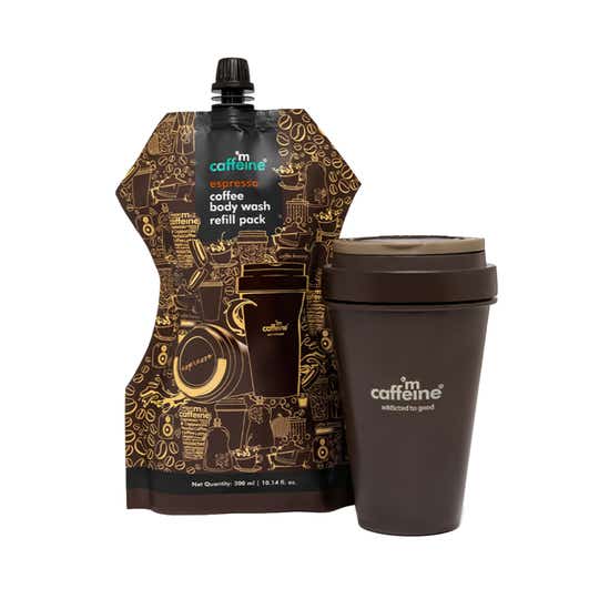 mCaffeine Espresso Coffee Body Wash Refill Pouch And Naked & Raw Coffee Espresso Body Wash - (2Pcs)