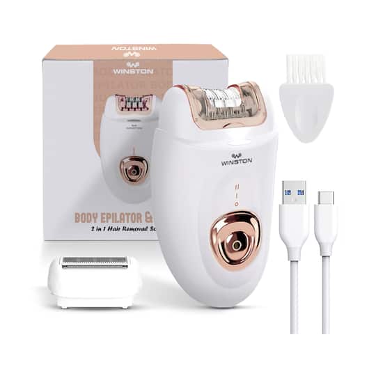 WINSTON Electric Cordless 2 In 1 Body Epilator & Shaver 3W - White (1Pc)