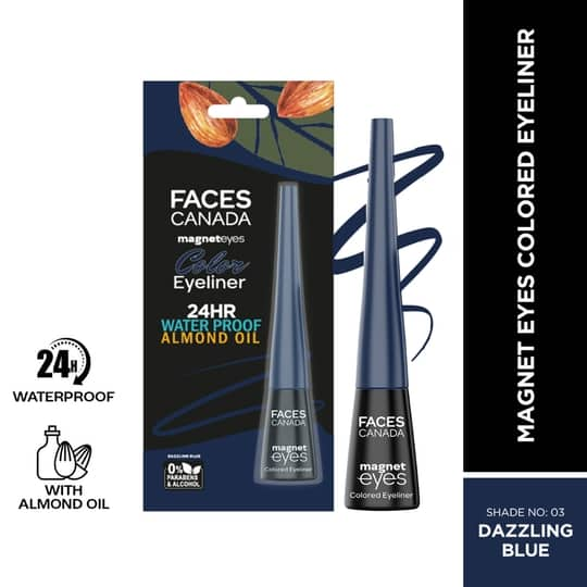 Faces Canada Magneteyes Color Eyeliner - Dazzling Blue, Glossy Finish, 24HR Long-lasting (4 ml)