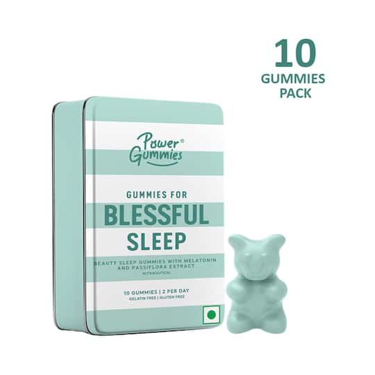 Power Gummies Blessful Sleep- Deep Sleep & Healthy Skin Sleep Gummies - Fruit Flavour (10Pcs)