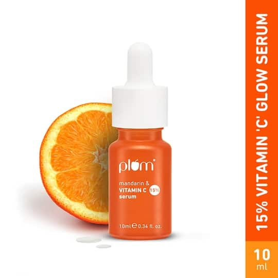 Plum 15% Vitamin C Glow Face Serum Dermat Tested Fight Dark Spots, Pigmentation & Dull Skin (10ml)