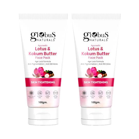 Globus Naturals Lotus & Kokum Butter Face Pack For Anti-Ageing & Skin Lightening Combo (2 Pcs)