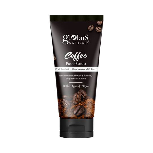 Globus Naturals Coffee Face Scrub Removes Blackheads & Tanning, Brightens Skin Tone (100g)