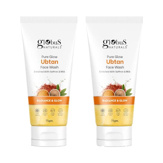 Globus Naturals Pure Glow Ubtan Face Wash Enriched With Saffron & Milk For Radiance Combo (2 Pcs)