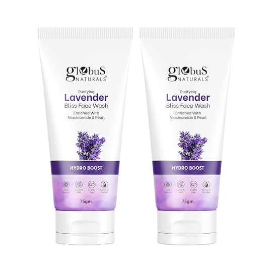Globus Naturals Lavender Face Wash Enriched With Niacinamide & Pearl Hydro Boost Formula Combo (2 Pcs)