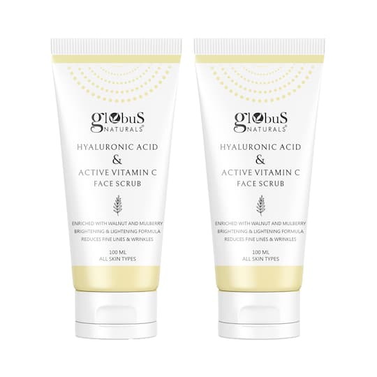 Globus Naturals Hyaluronic Acid & Vitamin C Anti Ageing Face Scrub Enriched With Walnut (2 Pcs)