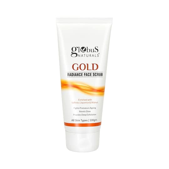 Globus Naturals Gold Radiance Anti Ageing & Brightening Face Scrub Enriched With Saffron (100g)