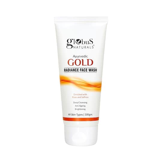 Globus Naturals Gold Radiance Anti Ageing & Brightening Face Wash Enriched With Saffron & Rose (100g)